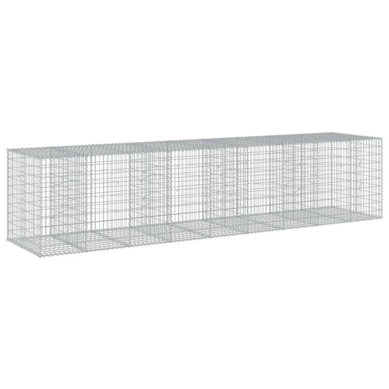 vidaXL gabiona grozs ar vāku, 450x100x100 cm, cinkota dzelzs