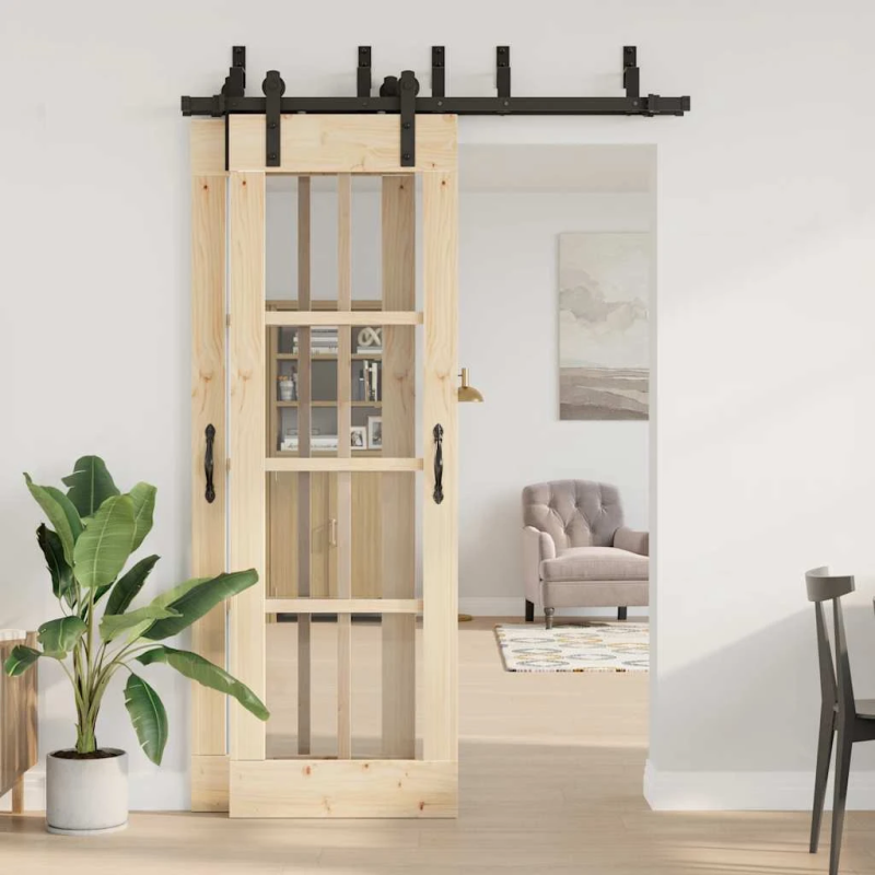 vidaXL bīdāmo durvju sistēma, 152,5 cm, melns tērauds