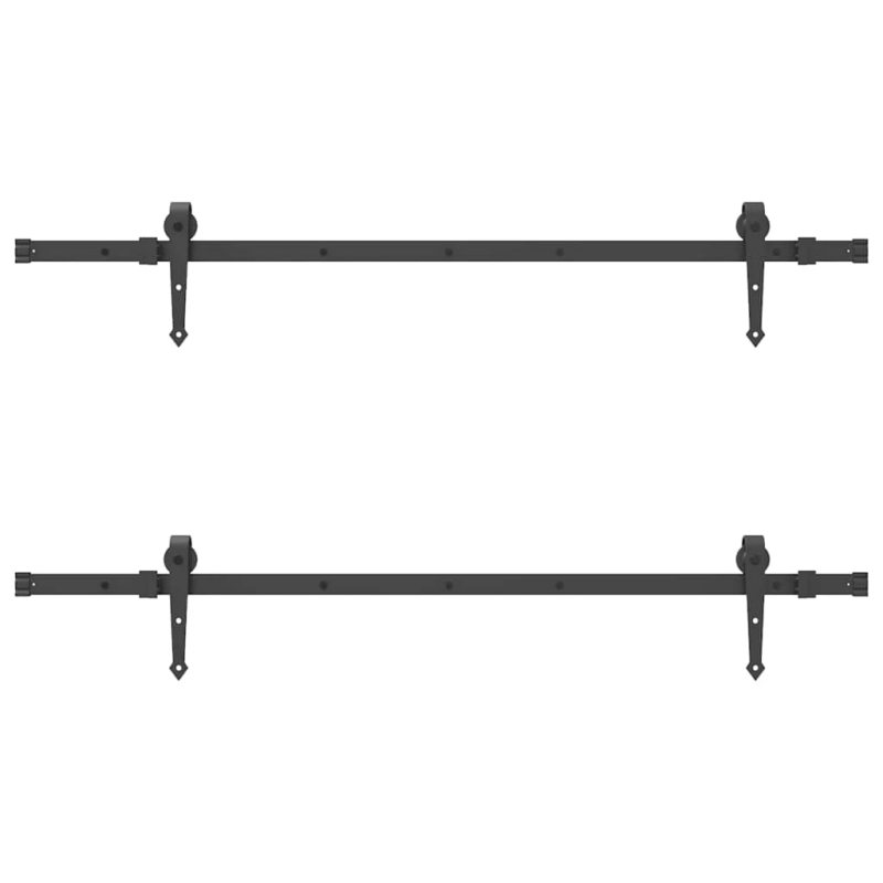 vidaXL bīdāmo durvju sistēma, 152,5 cm, melns tērauds