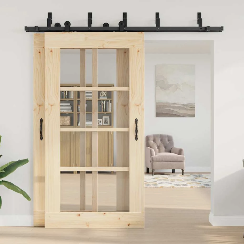 vidaXL bīdāmo durvju sistēma, 213,5 cm, melns tērauds