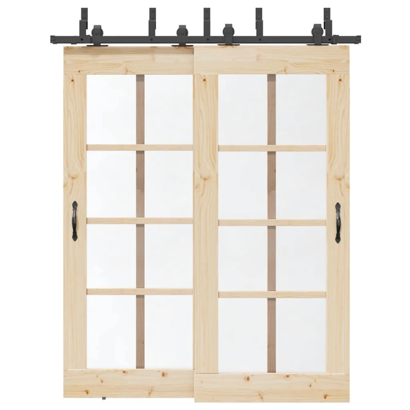 vidaXL bīdāmo durvju sistēma, 183 cm, melns tērauds