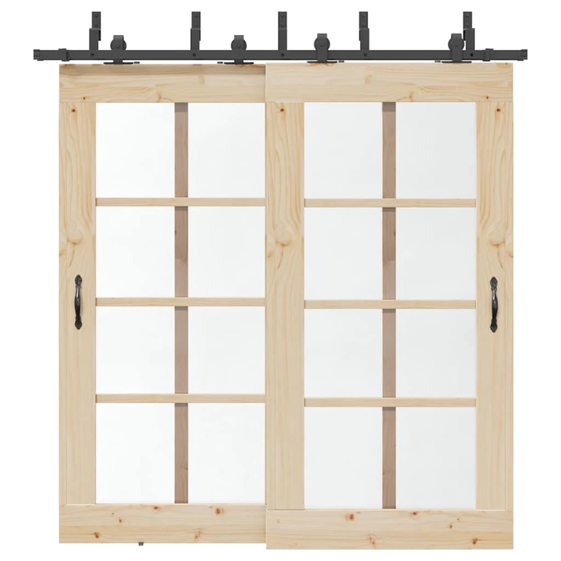 vidaXL bīdāmo durvju sistēma, 213,5 cm, melns tērauds