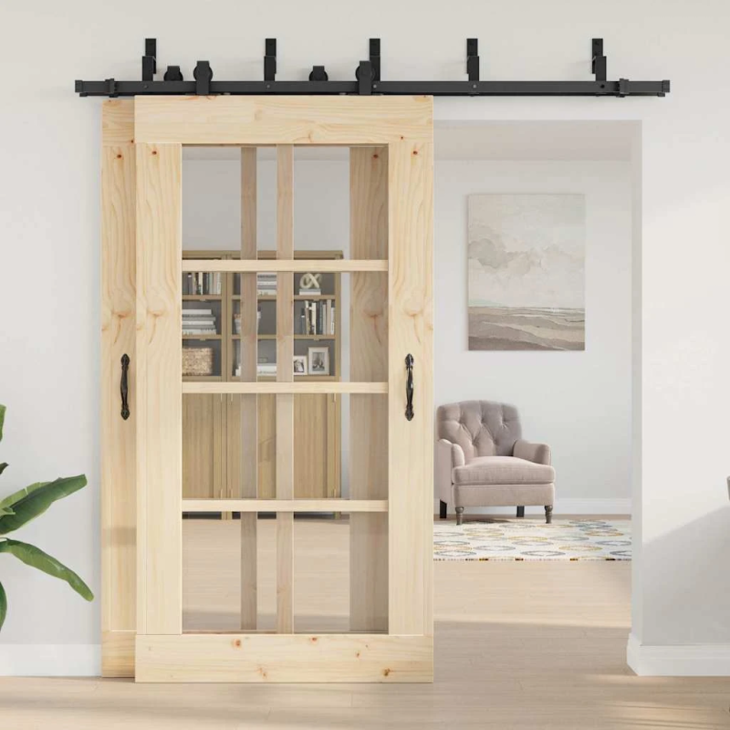 vidaXL bīdāmo durvju sistēma, 213,5 cm, melns tērauds