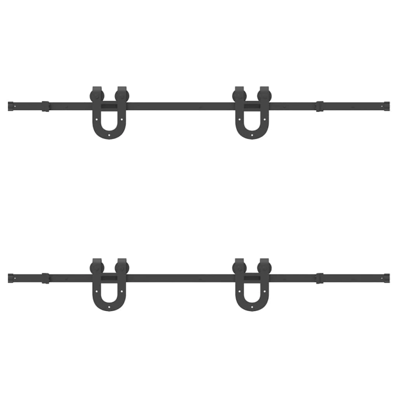 vidaXL bīdāmo durvju sistēma, 183 cm, melns tērauds