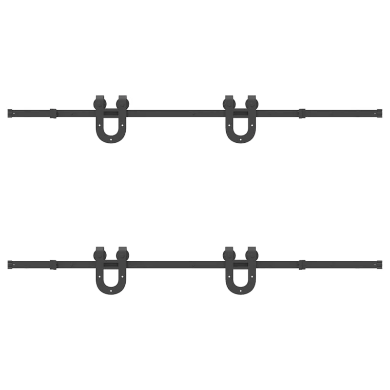 vidaXL bīdāmo durvju sistēma, 200 cm, melns tērauds