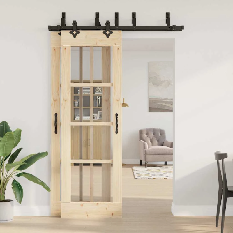 vidaXL bīdāmo durvju sistēma, 152,5 cm, melns tērauds