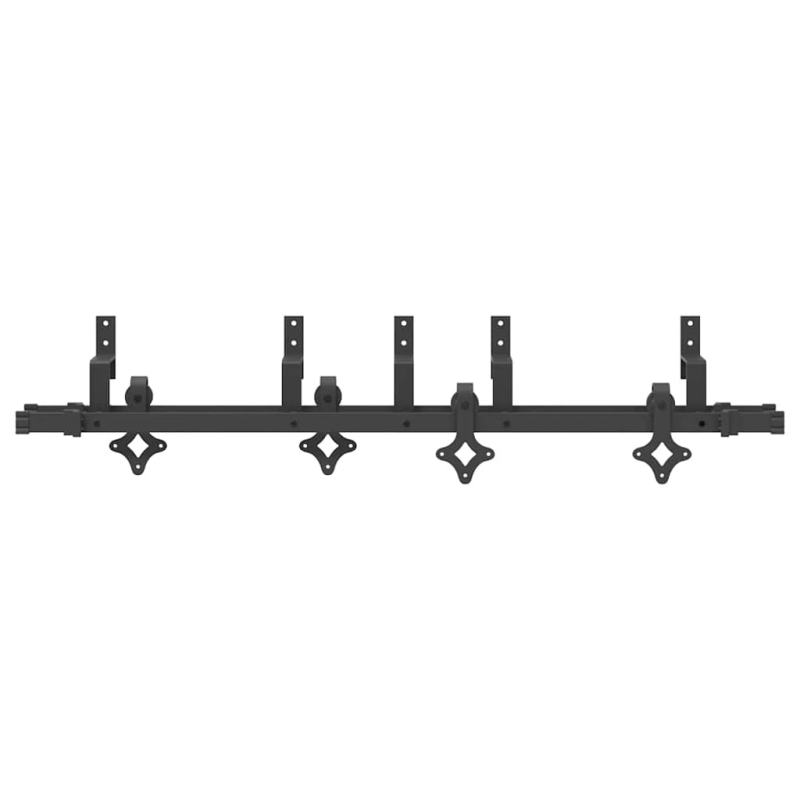 vidaXL bīdāmo durvju sistēma, 152,5 cm, melns tērauds