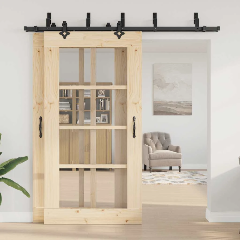 vidaXL bīdāmo durvju sistēma, 213,5 cm, melns tērauds