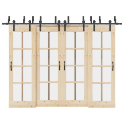 vidaXL bīdāmo durvju sistēma, 305 cm, melns tērauds