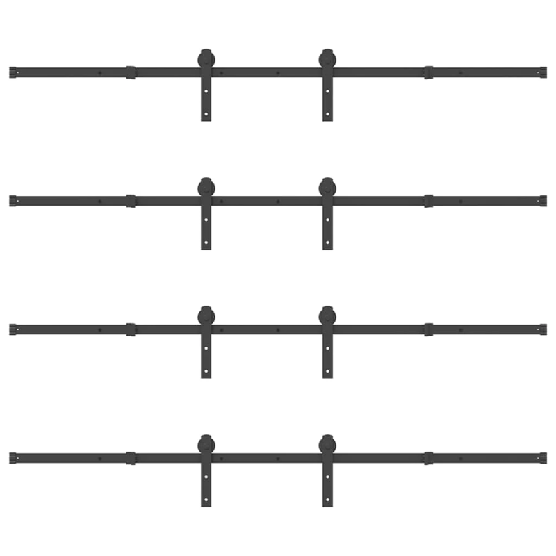 vidaXL bīdāmo durvju sistēma, 427 cm, melns tērauds