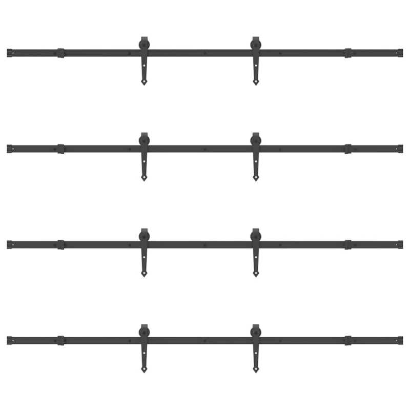 vidaXL bīdāmo durvju sistēma, 427 cm, melns tērauds