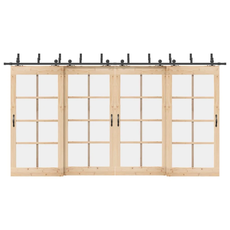 vidaXL bīdāmo durvju sistēma, 427 cm, melns tērauds