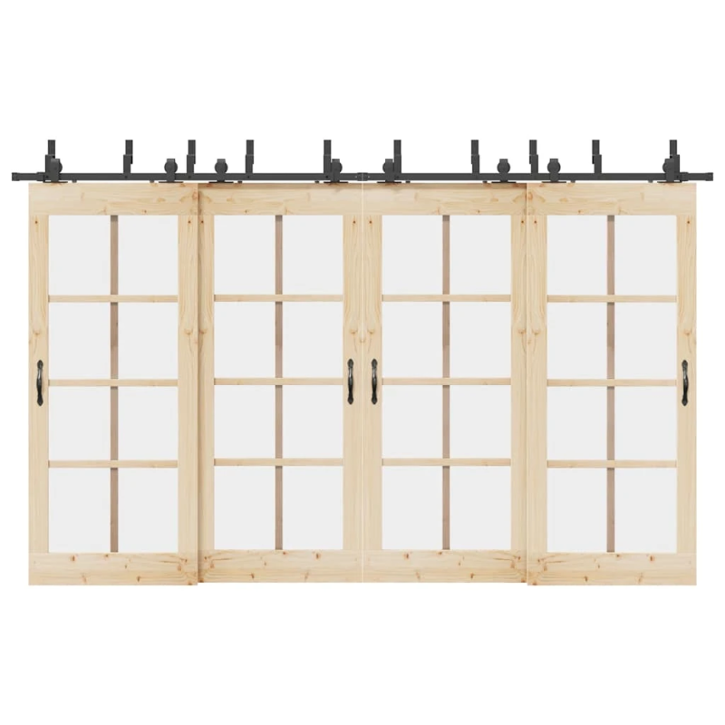 vidaXL bīdāmo durvju sistēma, 366 cm, melns tērauds