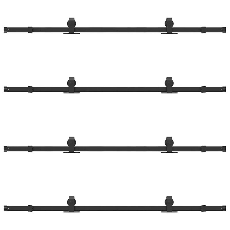 vidaXL bīdāmo durvju sistēma, 366 cm, melns tērauds