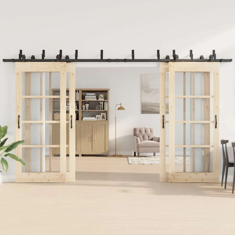 vidaXL bīdāmo durvju sistēma, 400 cm, melns tērauds