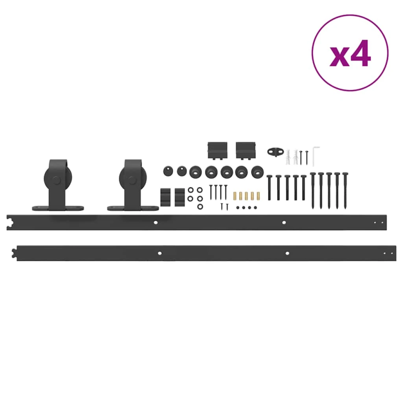 vidaXL bīdāmo durvju sistēma, 400 cm, melns tērauds