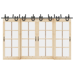 vidaXL bīdāmo durvju sistēma, 366 cm, melns tērauds