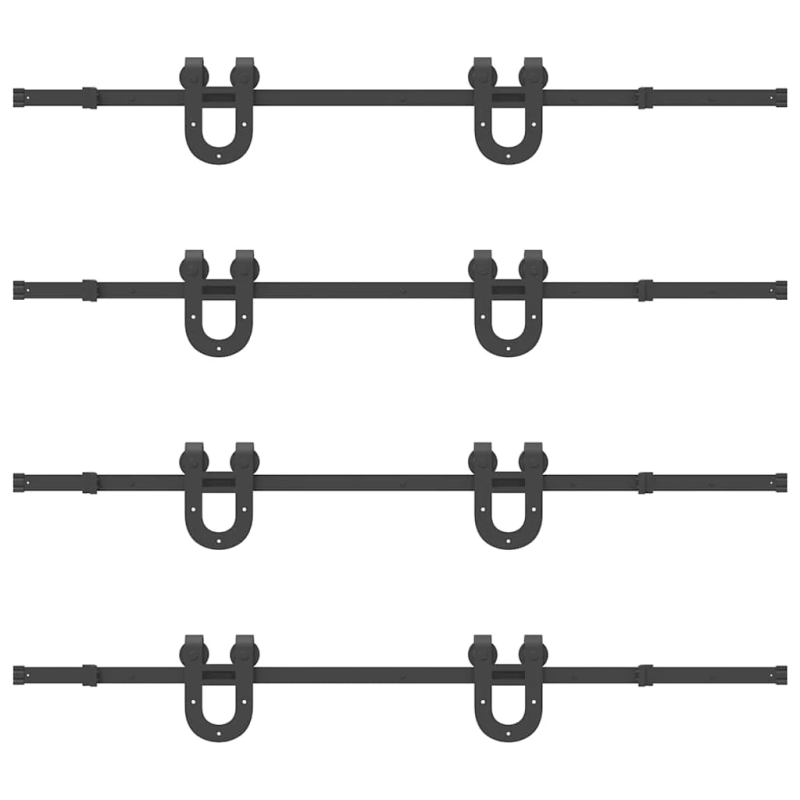 vidaXL bīdāmo durvju sistēma, 366 cm, melns tērauds