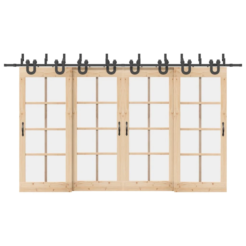 vidaXL bīdāmo durvju sistēma, 400 cm, melns tērauds