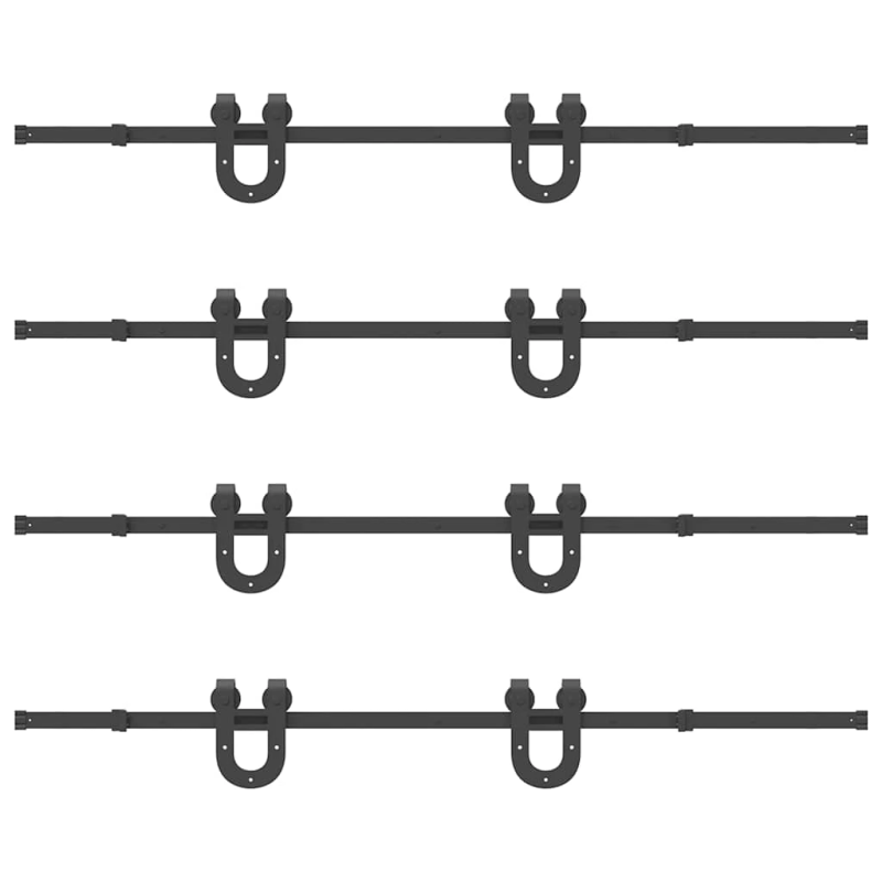 vidaXL bīdāmo durvju sistēma, 400 cm, melns tērauds