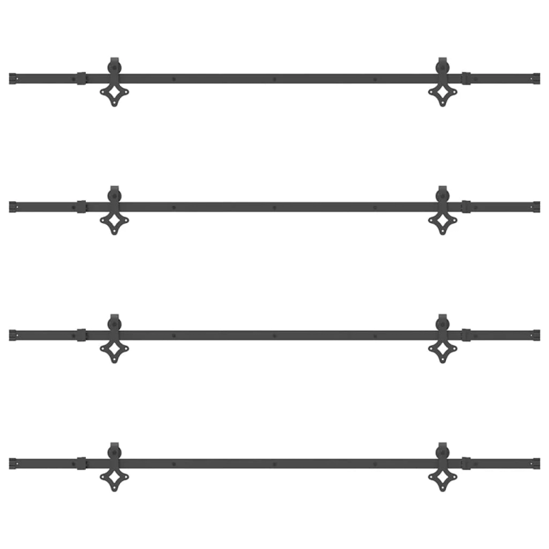 vidaXL bīdāmo durvju sistēma, 427 cm, melns tērauds