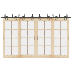 vidaXL bīdāmo durvju sistēma, 366 cm, melns tērauds