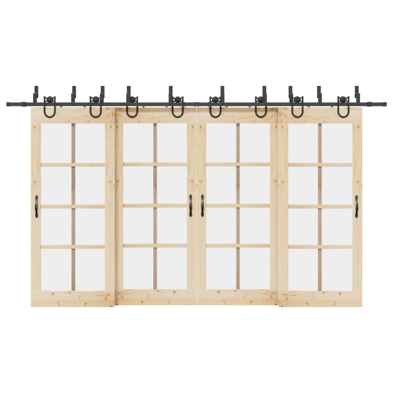 vidaXL bīdāmo durvju sistēma, 400 cm, melns tērauds