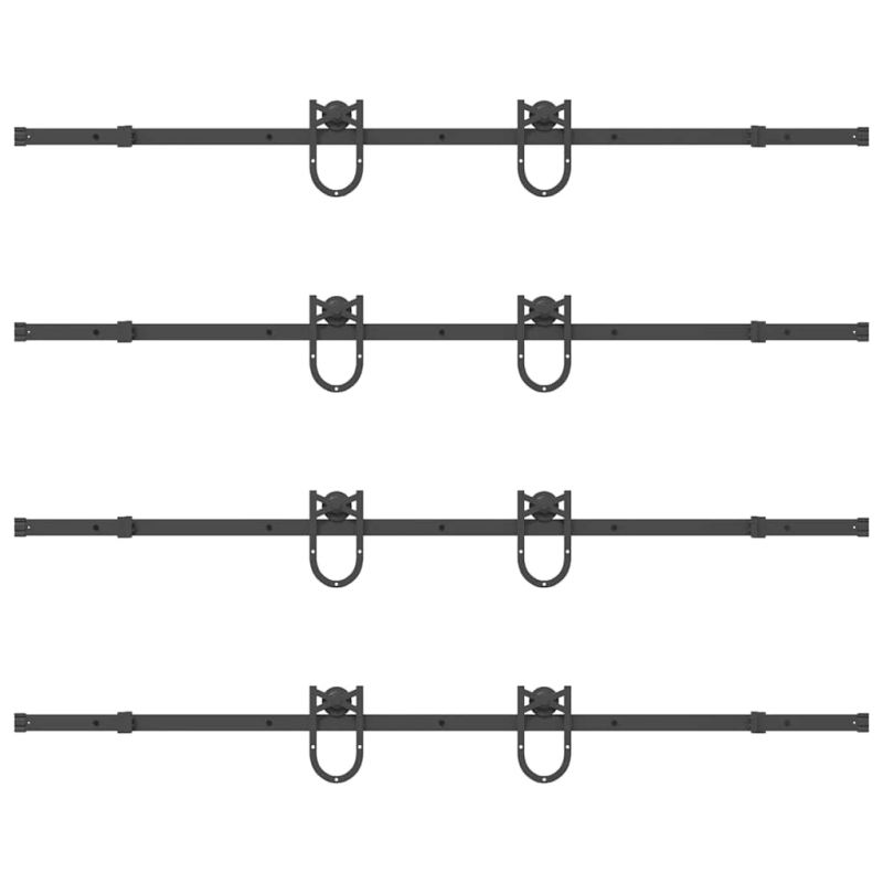 vidaXL bīdāmo durvju sistēma, 400 cm, melns tērauds