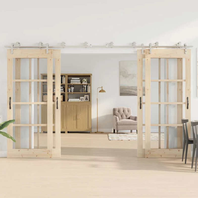 vidaXL bīdāmo durvju sistēma, 366 cm, nerūsējošs tērauds