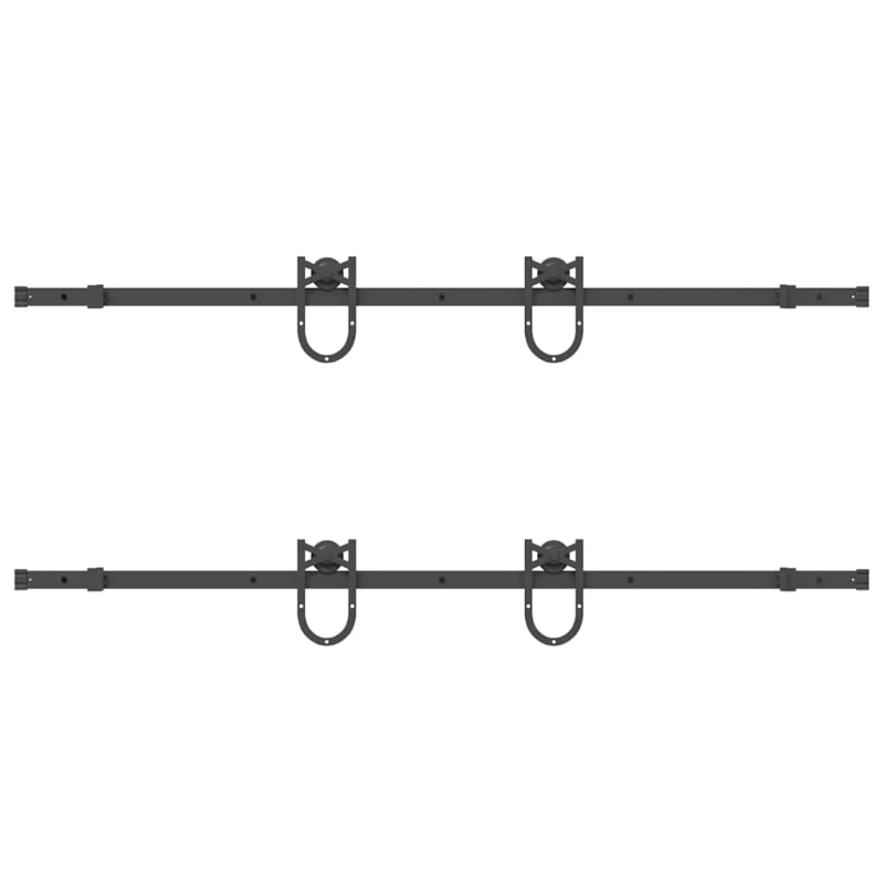 vidaXL bīdāmo durvju sistēma, 366 cm, melns tērauds