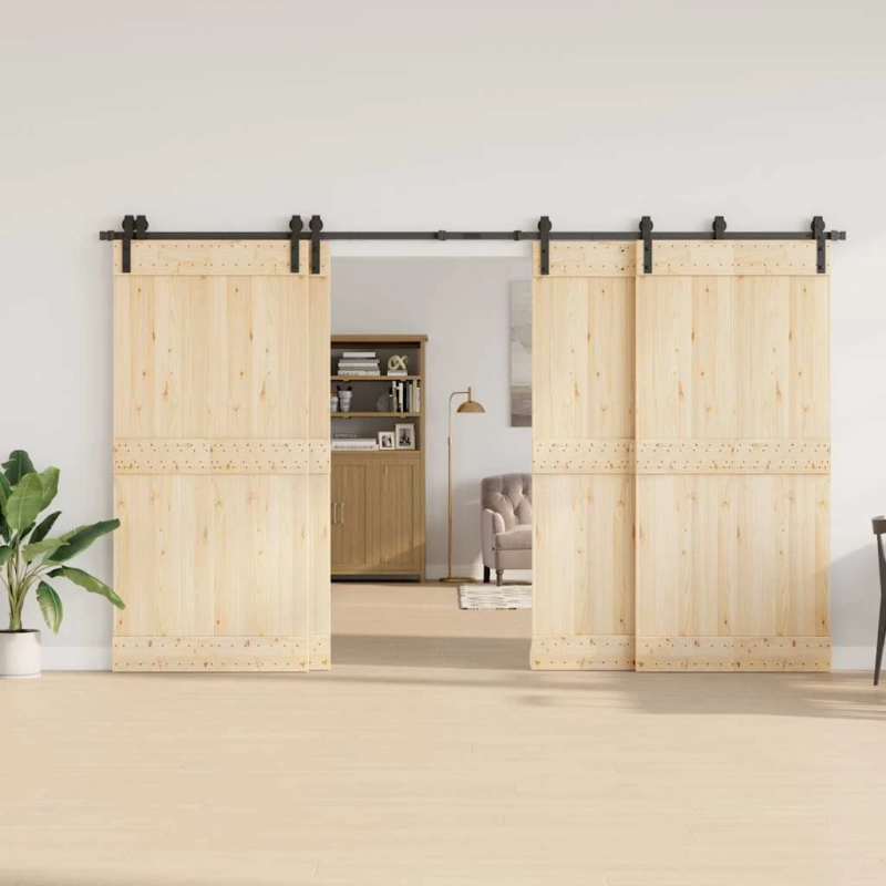 vidaXL bīdāmo durvju sistēma, 366 cm, melns tērauds