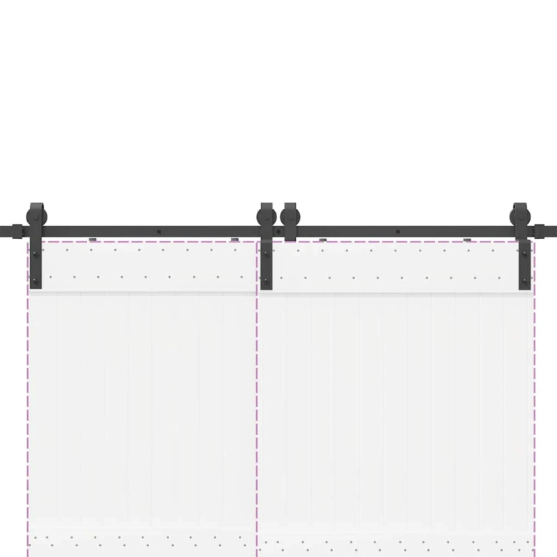 vidaXL bīdāmo durvju sistēma, 366 cm, melns tērauds