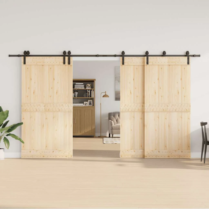 vidaXL bīdāmo durvju sistēma, 400 cm, melns tērauds