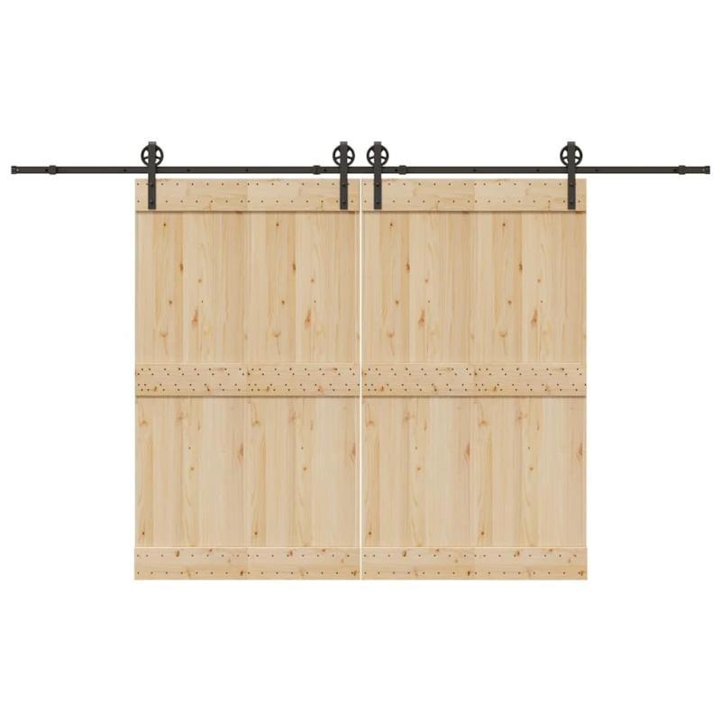 vidaXL bīdāmo durvju sistēma, 366 cm, melns tērauds