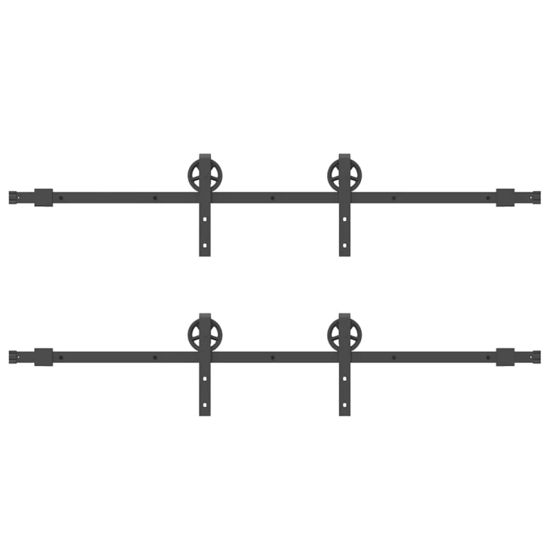 vidaXL bīdāmo durvju sistēma, 366 cm, melns tērauds