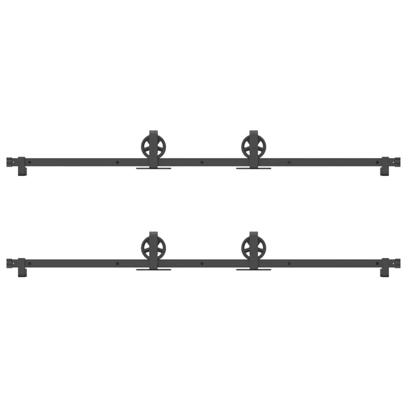 vidaXL bīdāmo durvju sistēma, 366 cm, melns tērauds