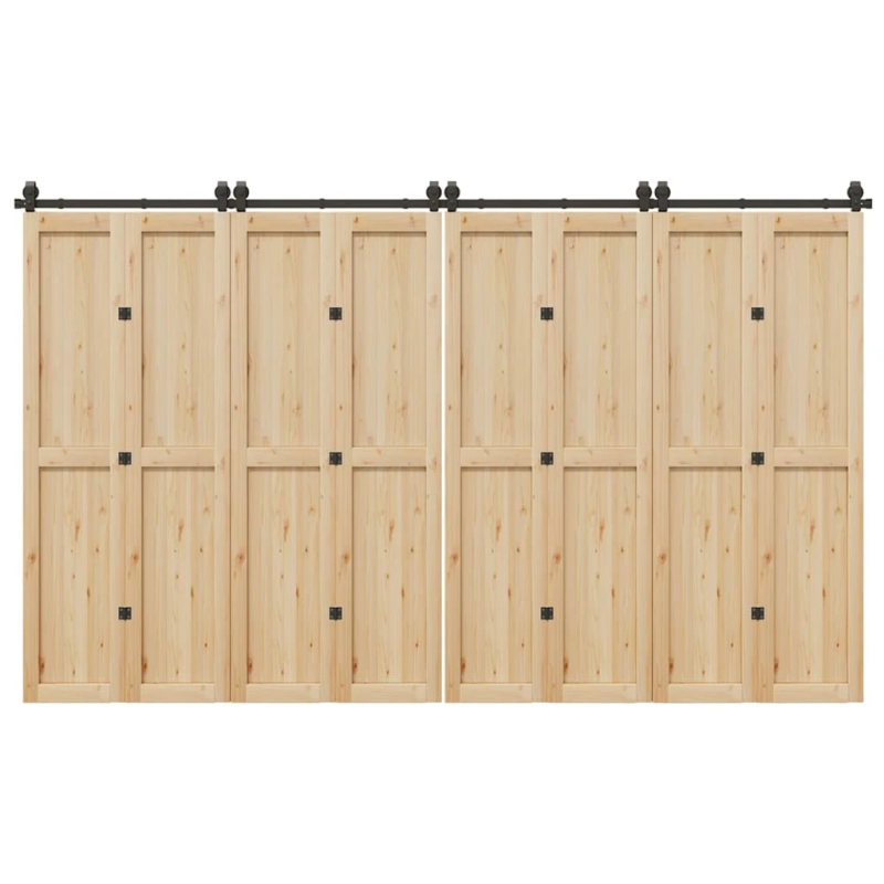 vidaXL bīdāmo durvju sistēma, 366 cm, melns tērauds