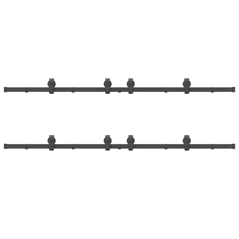 vidaXL bīdāmo durvju sistēma, 366 cm, melns tērauds