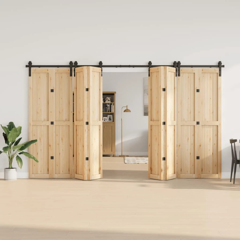 vidaXL bīdāmo durvju sistēma, 366 cm, melns tērauds