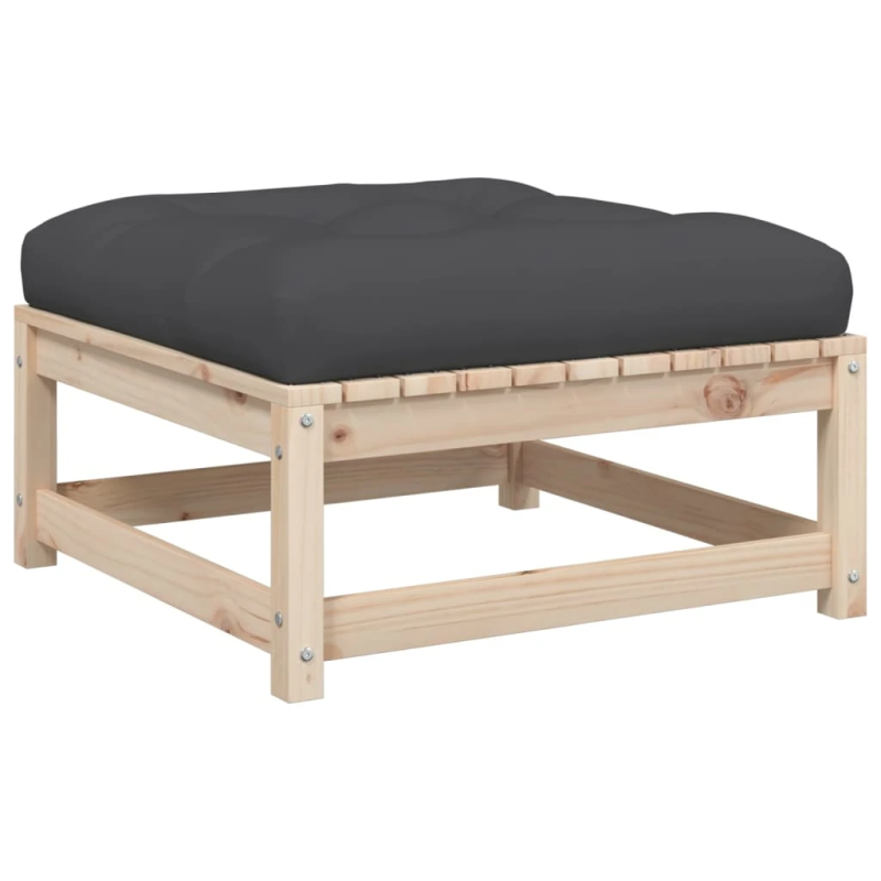 vidaXL 4-daļīgs dārza dīvāna komplekts ar matračiem, priedes koks