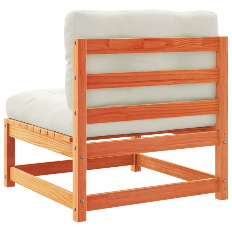 vidaXL 4-daļīgs dārza dīvānu komplekts, matrači, brūns priedes koks