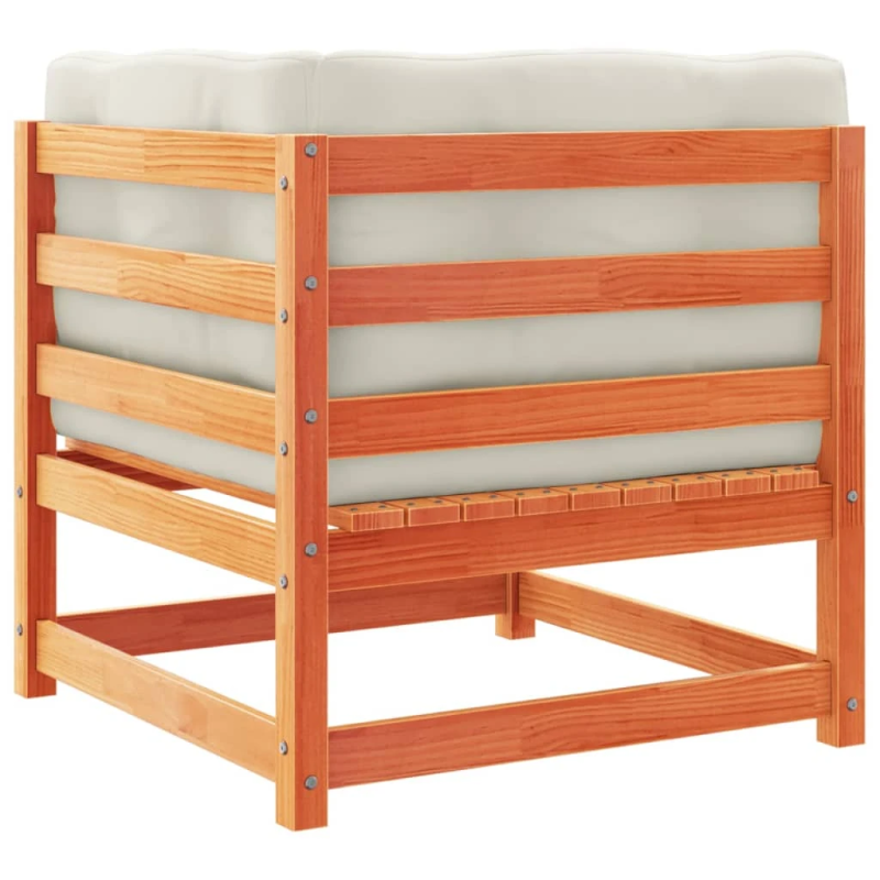 vidaXL 4-daļīgs dārza dīvānu komplekts, matrači, brūns priedes koks