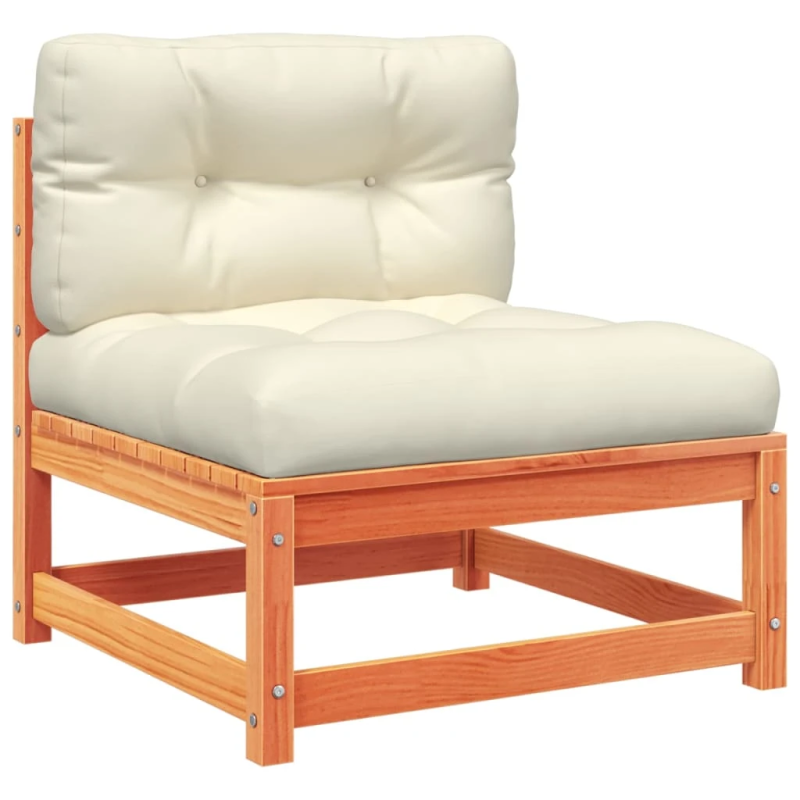 vidaXL 6-daļīgs dārza dīvānu komplekts, matrači, brūns priedes koks