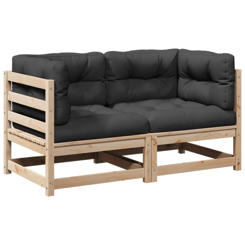 vidaXL 2-daļīgs dārza dīvānu komplekts ar matračiem, priedes koks