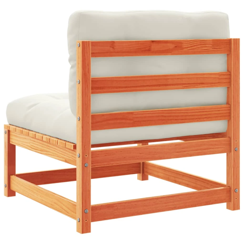 vidaXL 3-daļīgs dārza dīvānu komplekts, matrači, brūns priedes koks