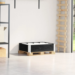 vidaXL palešu apmale, melns, 80x60 cm, priedes masīvkoks