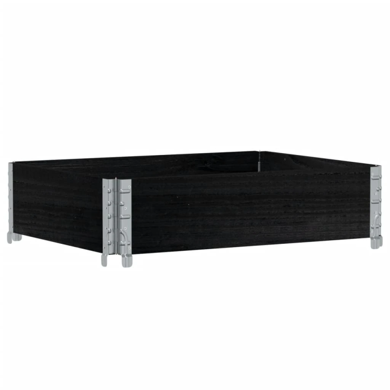 vidaXL palešu apmale, melns, 80x60 cm, priedes masīvkoks