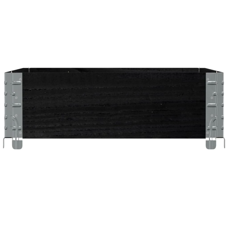 vidaXL palešu apmale, melns, 80x60 cm, priedes masīvkoks