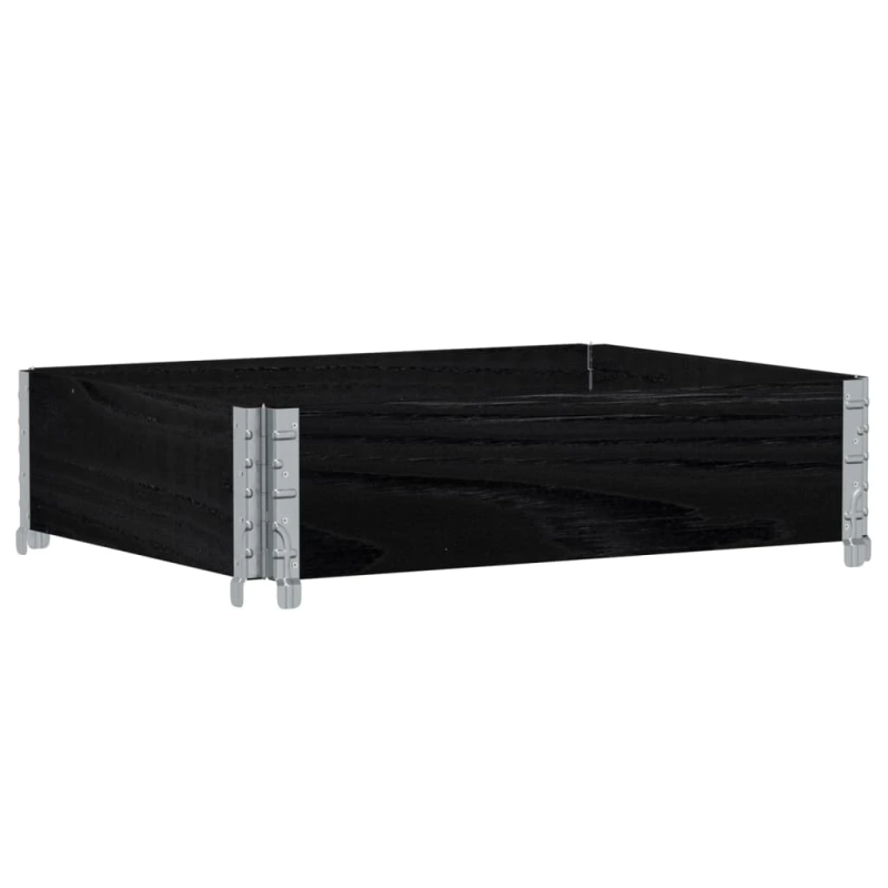 vidaXL palešu apmale, melns, 80x60 cm, priedes masīvkoks