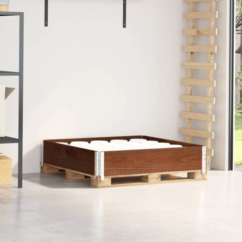 vidaXL palešu apmale, brūns, 100x100 cm, priedes masīvkoks